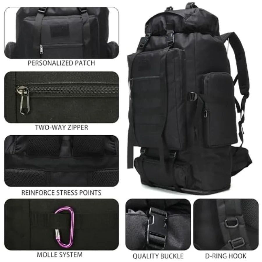 Hiking Backpack for Men 70L/100L Camping Backpack Military Rucksack Molle 3 Days Assault Pack for Climbing Camping Backpack, 3