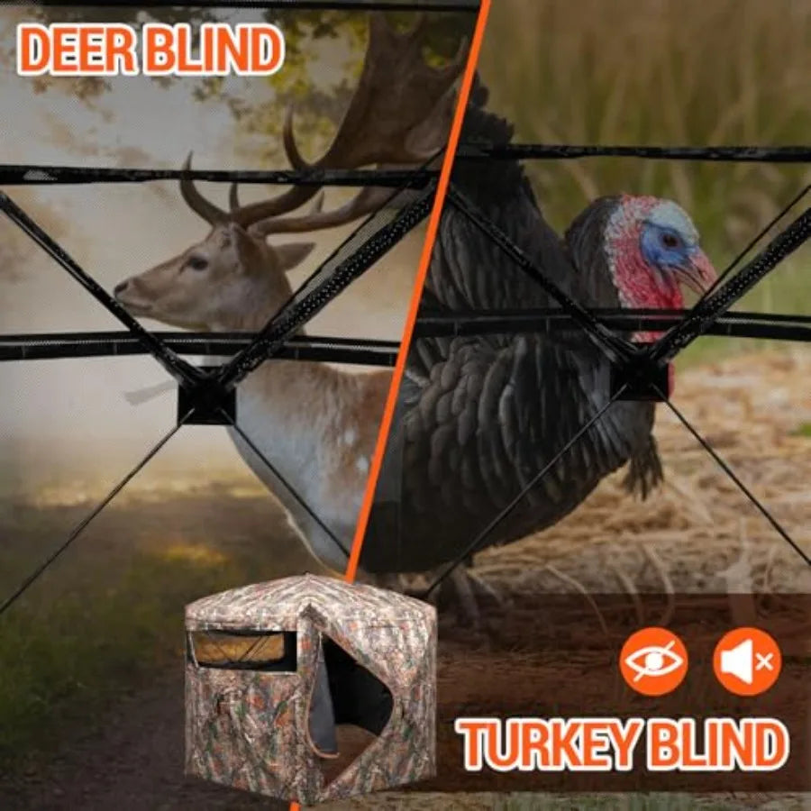 Hunting Blind/ Ground Blind 2/3 Person Soft Material Pop-Up Camouflage Tent Easy-Fold Portable Concealed Shelter with Carrying