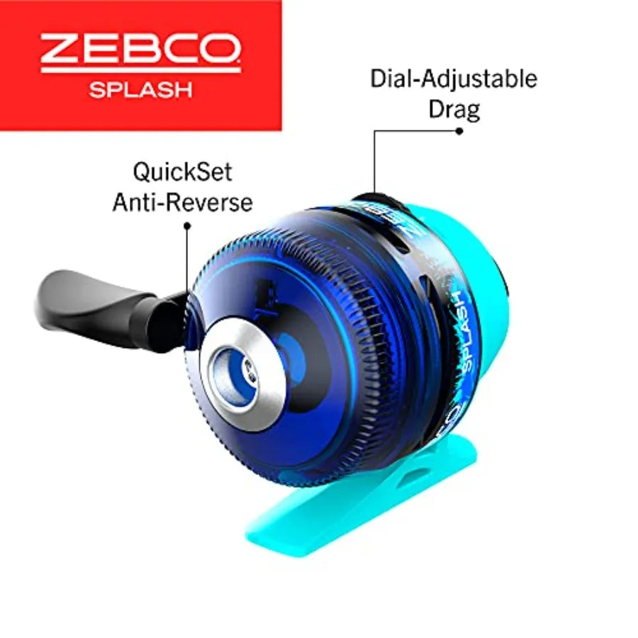 Splash Jr. Spincast Reel and Fishing Rod Combo, 4-Foot 2-Piece Fishing Pole, Right-Hand Retrieve, Pre-Spooled with 6-Pound Caju