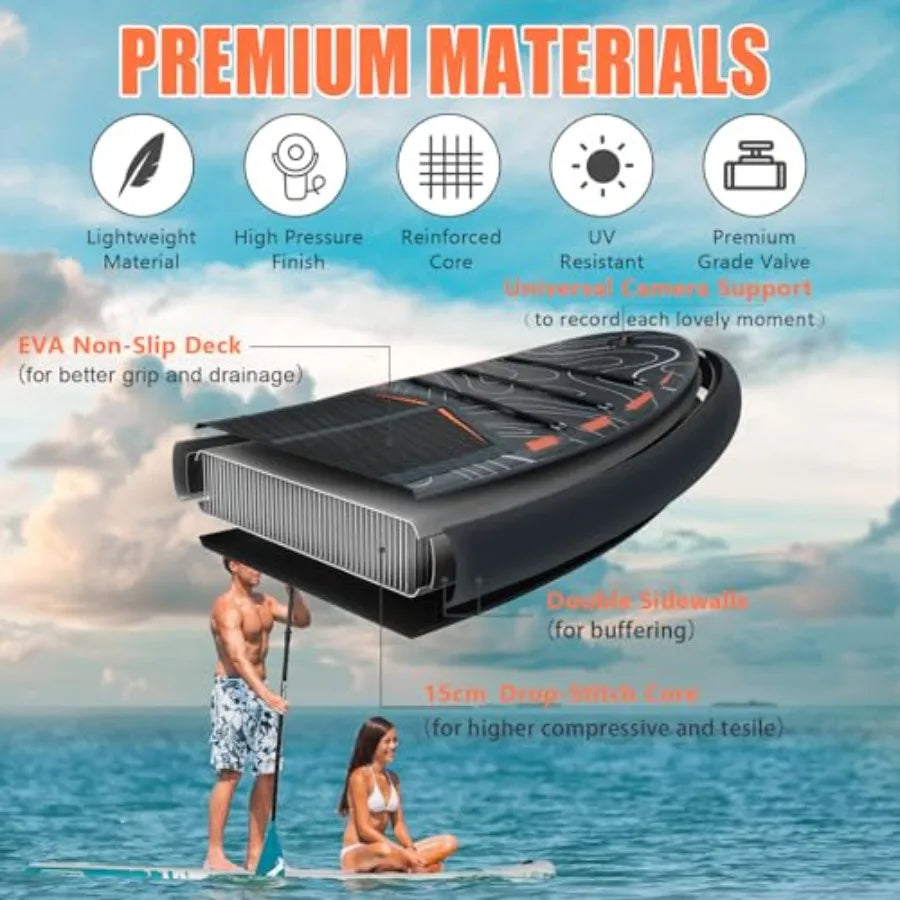 Inflatable Paddle Board for outdoor water sports PVC material blue-gray color ultra-light 17.4lbs with SUP camera seat and wide