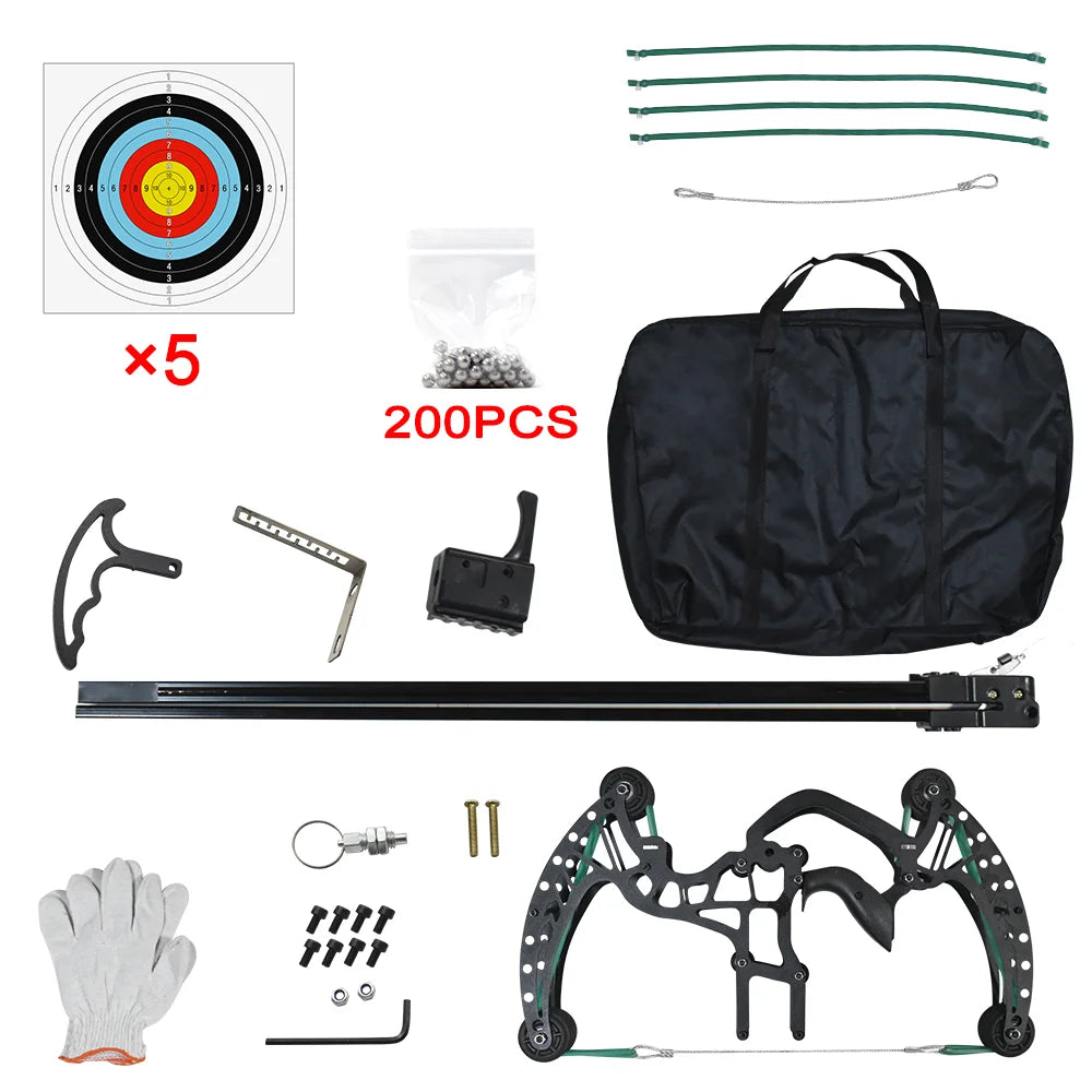 Outdoor Hunting Steel Ball Bow, High-Power Shooting Slingshot Package, All-Metal Bow Body, Shooting Entertainment Equipment