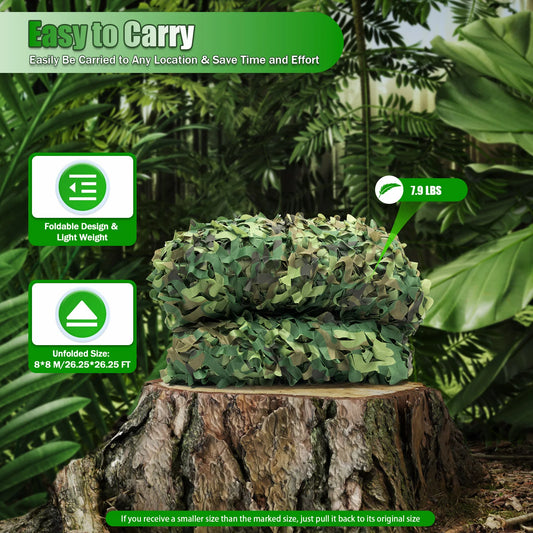 8*8m Camouflage Net Hunting Net Sunshade Mesh Nets Car Tent Shade Covers Hunting Blind Shooting Military Theme Party Decor