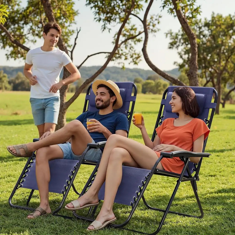 Zero Gravity Chair Patio olding Lawn Outdoor Lounge Gravity Camp Reclining Lounge Chair with Cup Holder Pillows or Poolside Back
