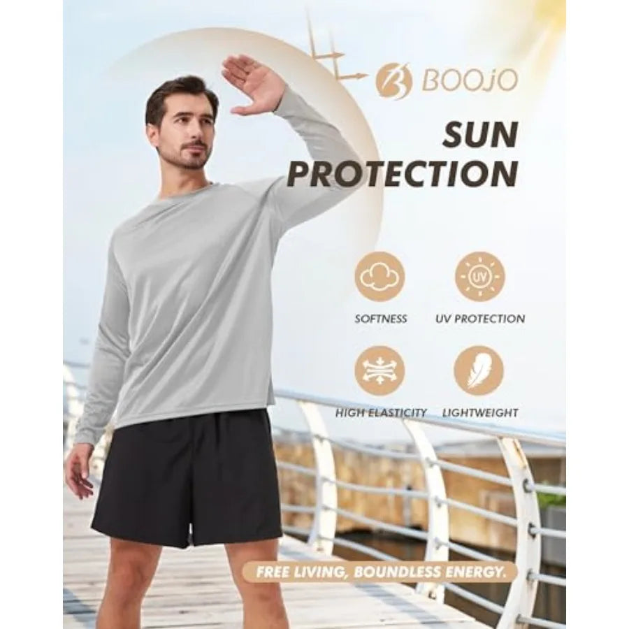 7 Pack Long Sleeve Shirts for Men - Quick Dry Moisture Wicking Sun Protection UV UPF T-Shirts for Fishing Workout Gym