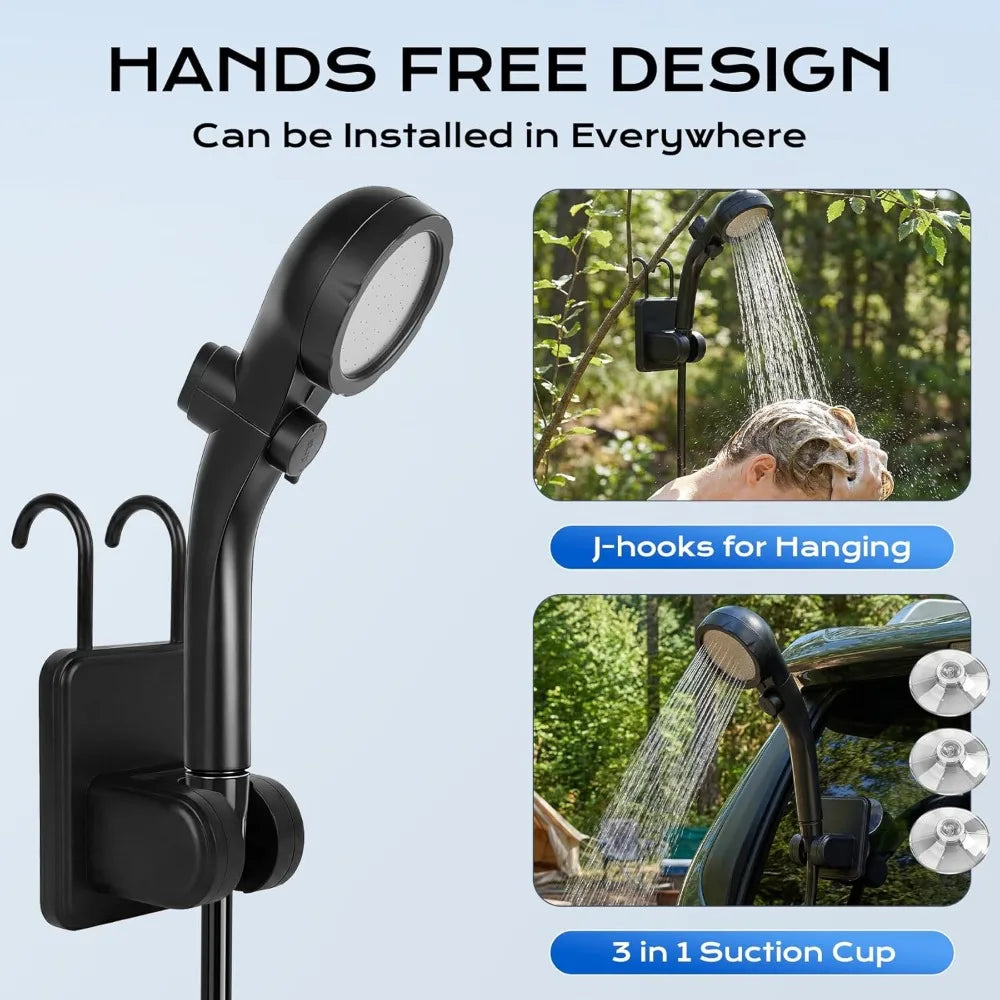 Portable Camping Shower with Immersion Heater, 6000mAh Rechargeable Pump, LED Display for Outdoor Hiking, Travel, Car Wash, Pet Bath