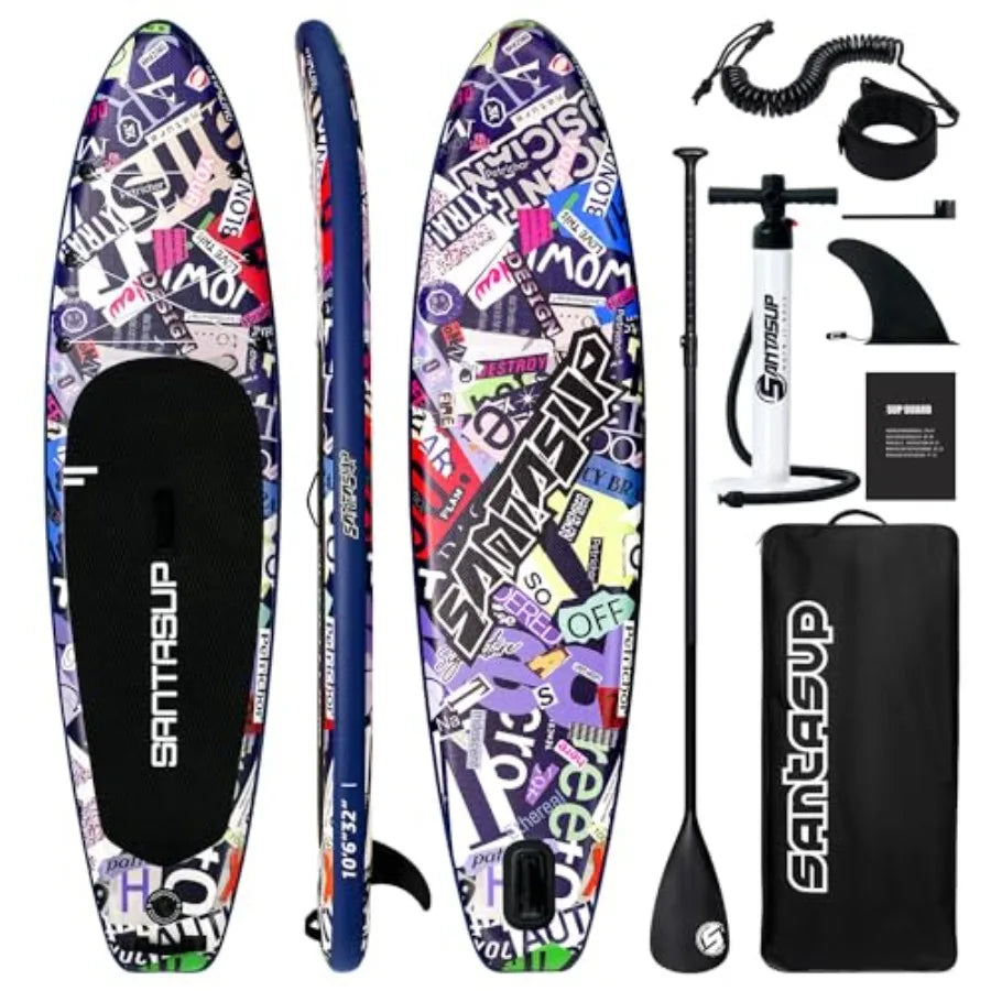 Inflatable Stand Up Paddle Board for adults youth, PVC drop-stitch construction, blue/gray, ultra-stable 10'6/11' wide design w