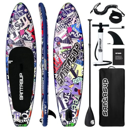 Inflatable Stand Up Paddle Board for adults youth, PVC drop-stitch construction, blue/gray, ultra-stable 10'6/11' wide design w