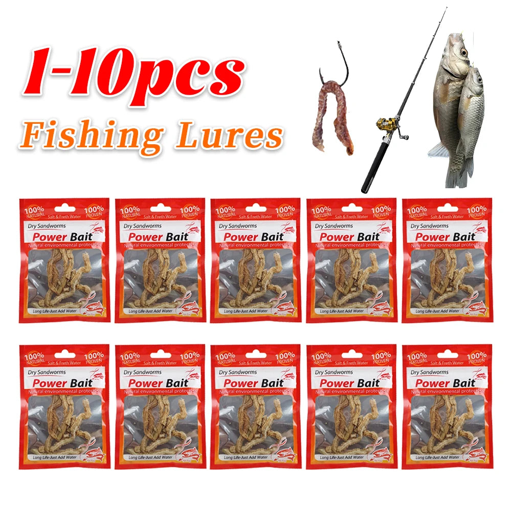 Dry Sandworms Fishing Lures Artificial Bait Lifelike Dry Lugworm Sandworms for Saltwater Freshwater Fishing