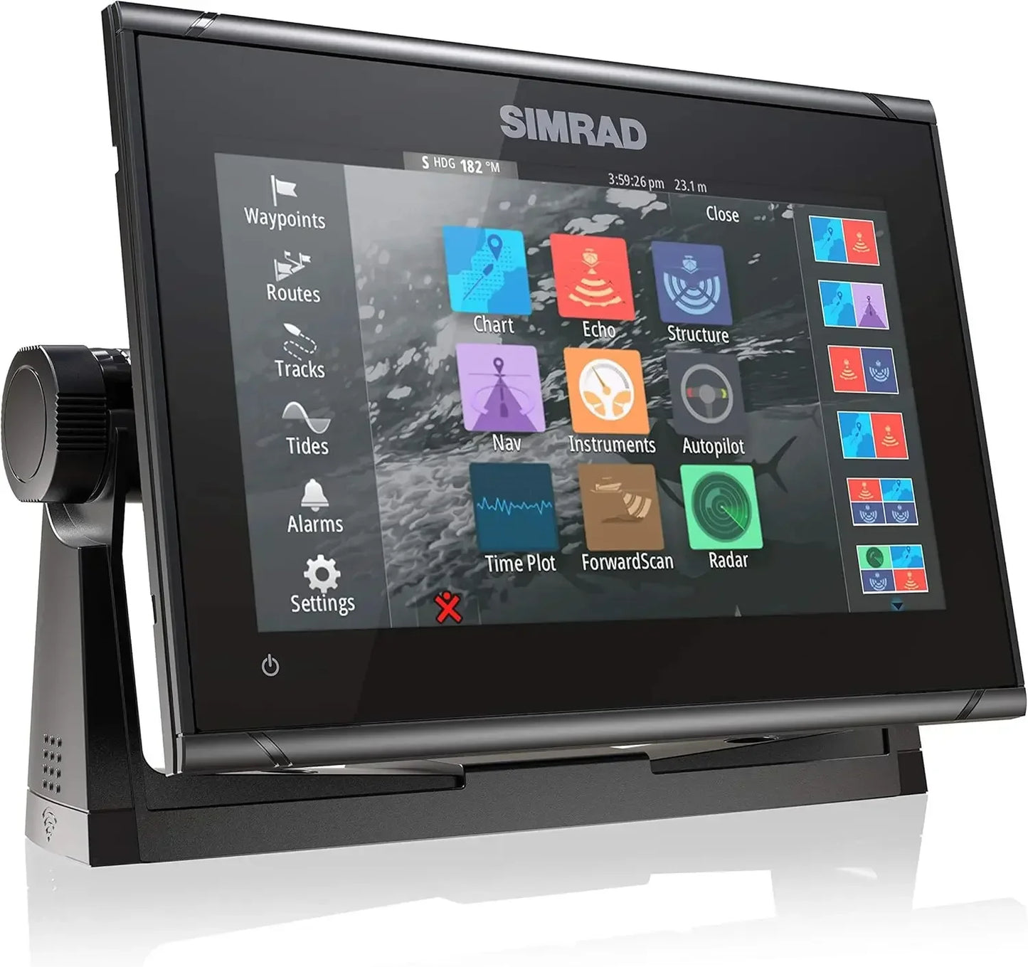 Simrad GO Chartplotter Fish Finder with Transducer Radar Options Preloaded C-MAP Discover Chart Card for Marine Navigation