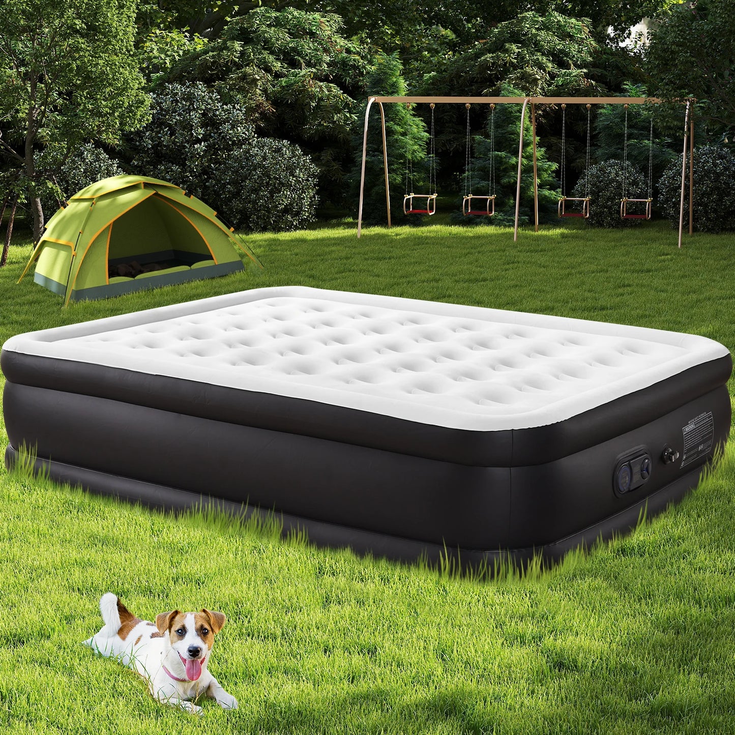 MCQ Queen Air Mattress 22IN Tall Inflatable Blow Up Airbed with Built-in High Capacity Pump Air Bed for Home or Camping