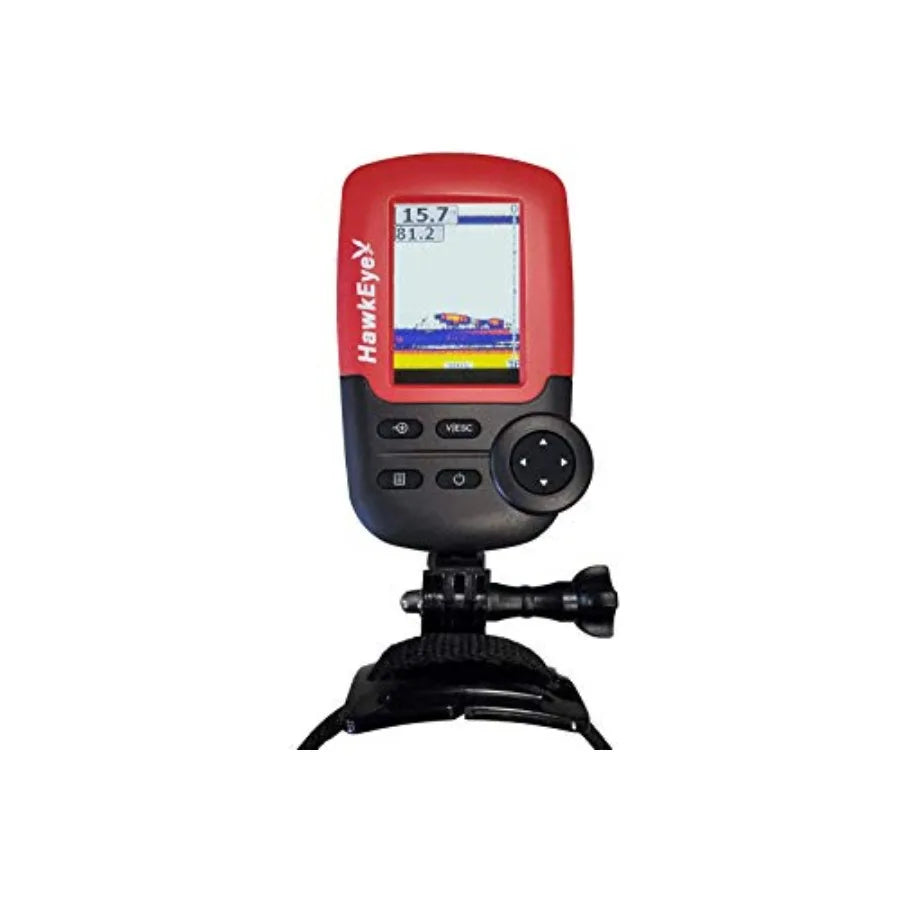 FishTrax 1C Float Tube Fish Finder for freshwater fishing, durable PVC material, black color, compact design with real-time son