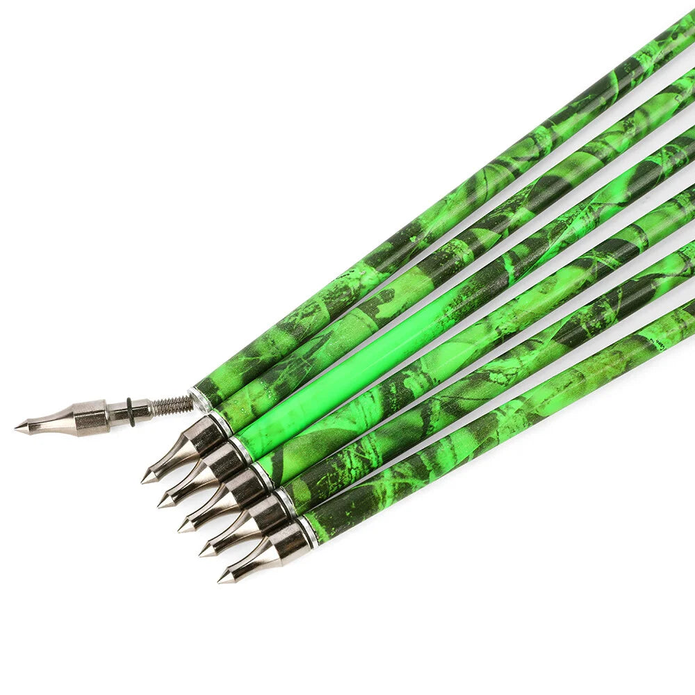 Carbon Arrows 30 Inch Spine 500 ID6.2mm with 2 Inch Rubber Feathers Removable Tips for Compound Recurve Bow Hunting Shooting