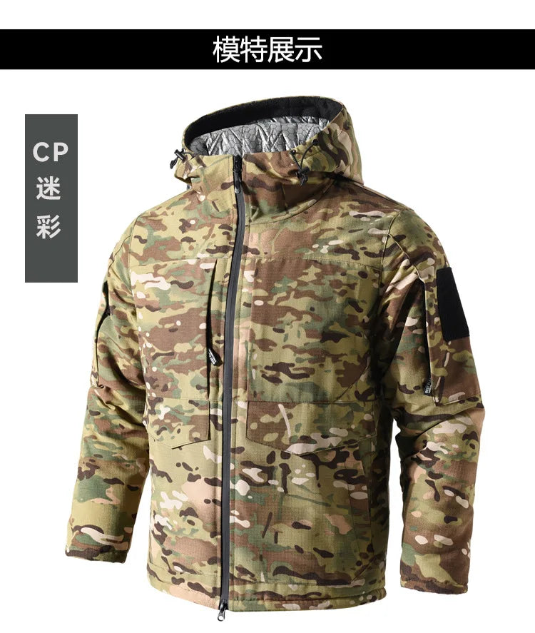 Men's Tactical Camouflage Softshell Hoody Jacket Waterproof Outdoor Hiking Camping Bomber Style for Active Wear