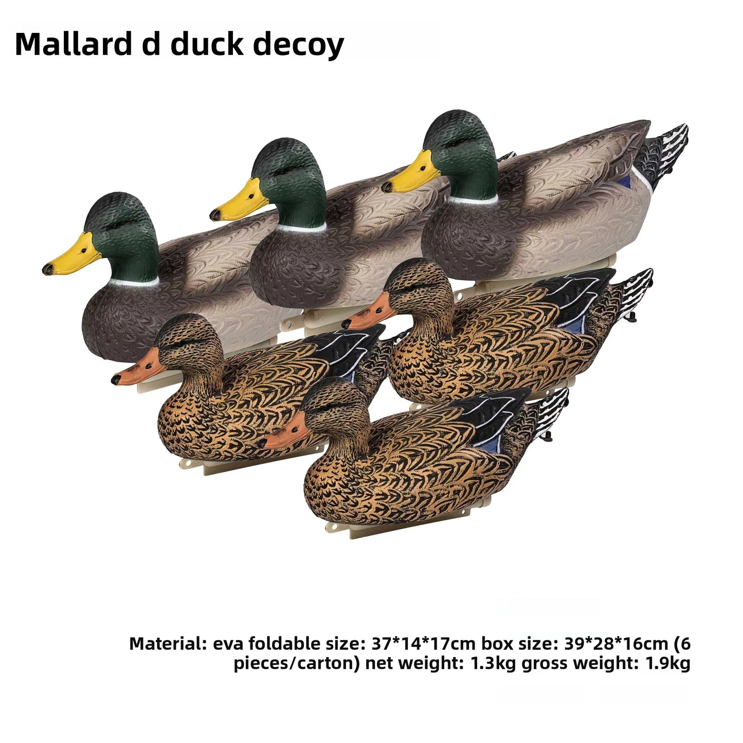Foldable EVA Mallard Duck Decoys, Realistic Floating Duck Lures for Outdoor Hunting, Lightweight Portable Waterfowl Decoys