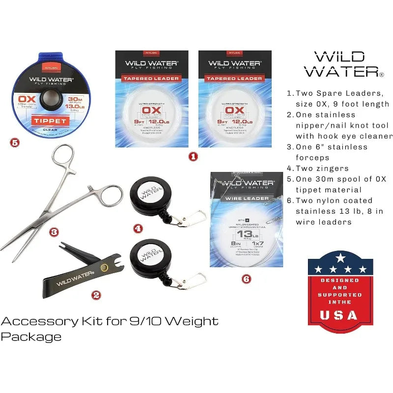 Fly Fishing 9 Foot, 4-Piece, 9/10 Weight Fly Rod Complete Fly Fishing Rod and Reel Combo Starter Package