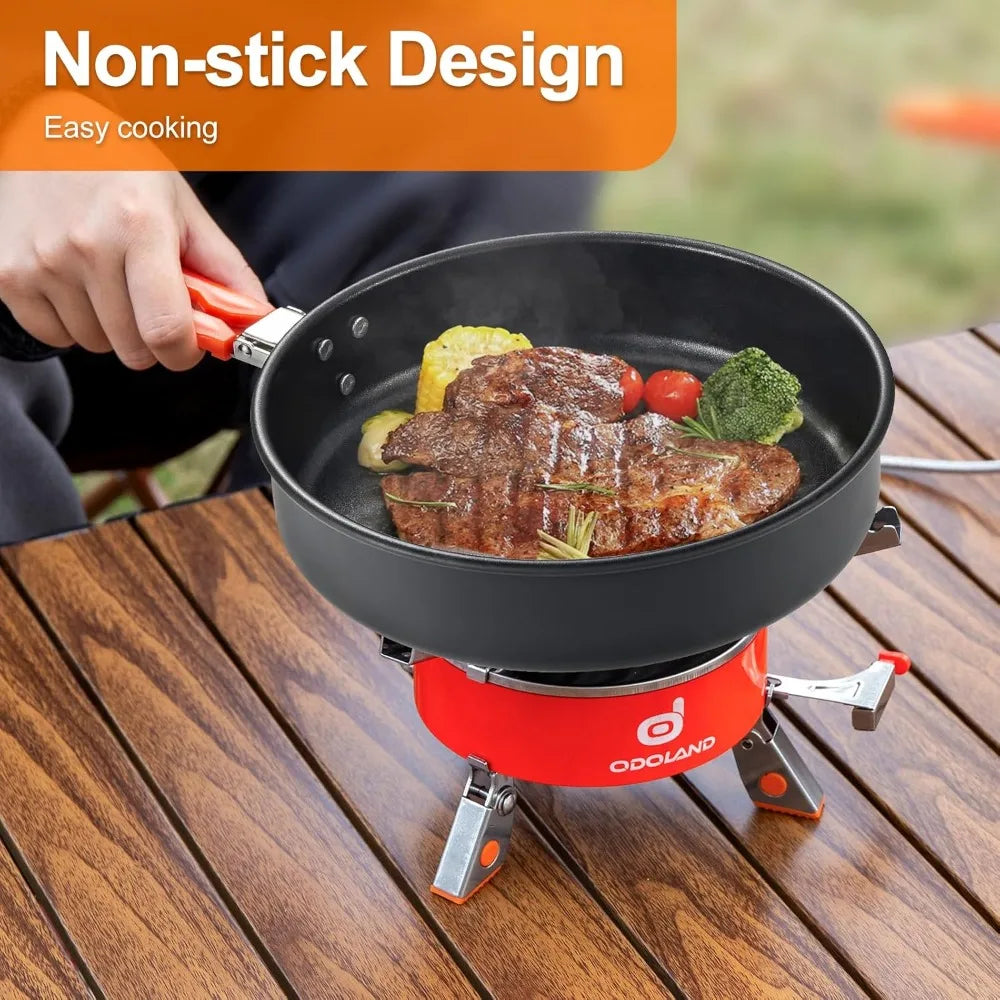 Lightweight Camping Cookware Set with Pot, Pan & Kettle, Portable for Backpacking & Picnic