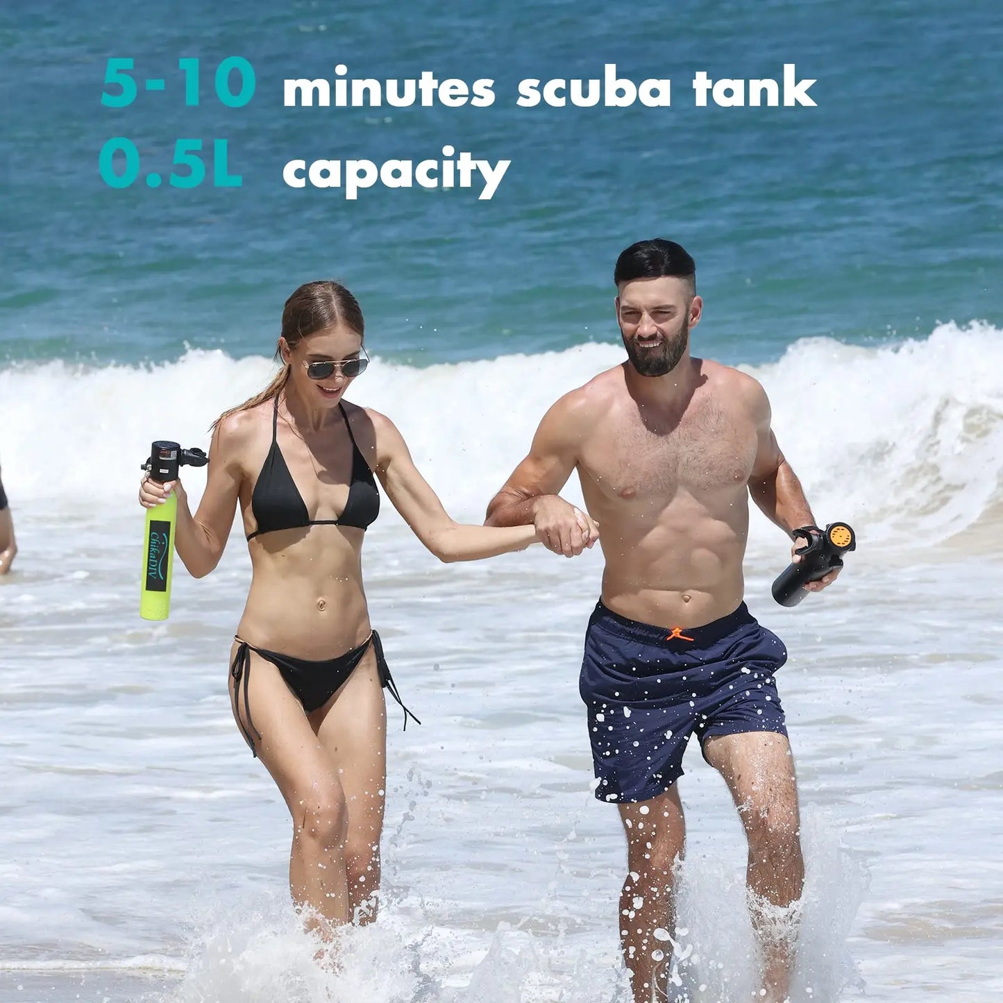 Mini Scuba Tank with 6-12 Minutes 0.5L Portable Diving Cylinder Handheld Reusable Diving Cylinder Oxygen for Snorkeling Underwater Diving Breathing Training Emergency Rescue Black B3