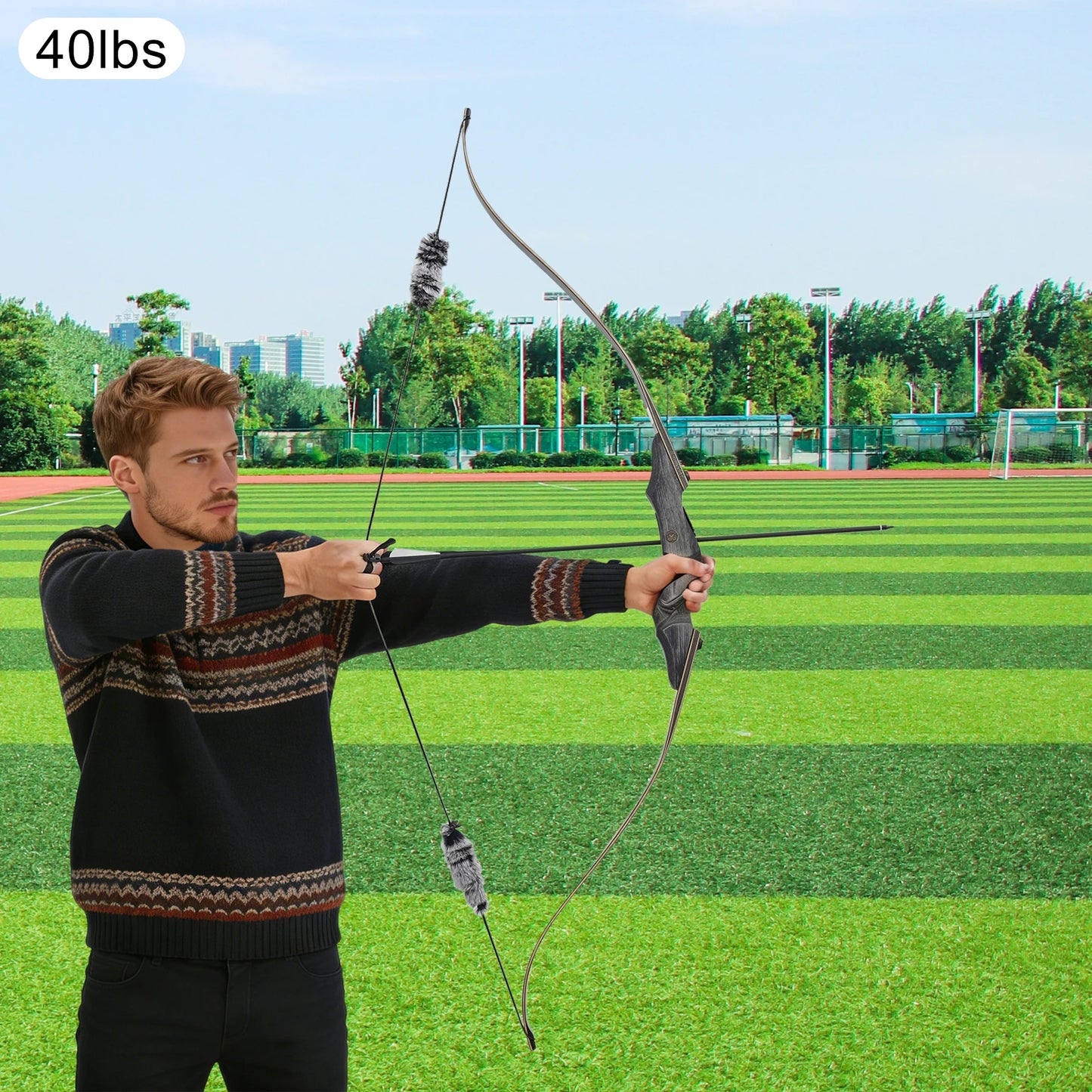 18.14kg/40lbs Takedown Recurve Bow, Wooden Recurve Bow, Recurve Bow Kit Used to Practice Basic Archery Posture, Aiming, and Release Techniques in a Backyard or at a Shooting Range