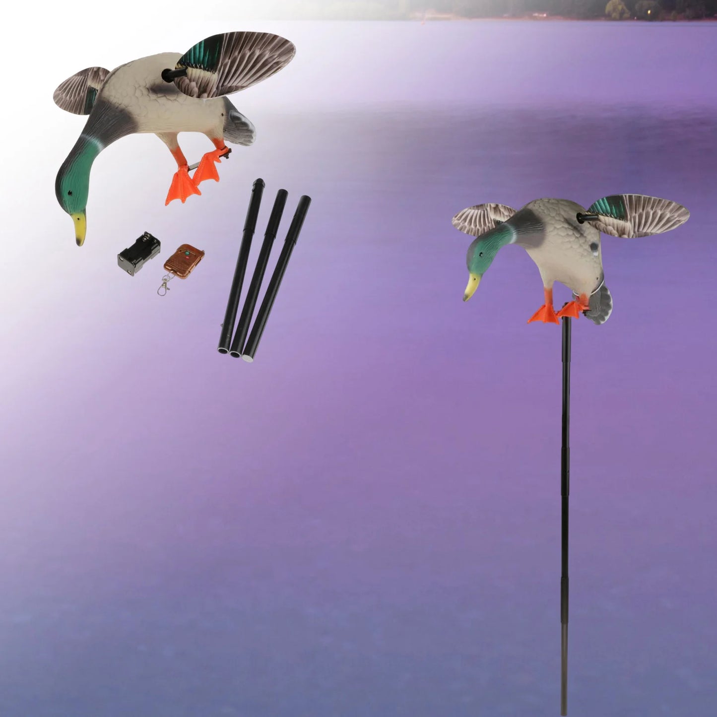 Electric  Mallard Drake Decoy Hunting Duck Decoy w/ Support Foot   Garden Pond Decor Lawn Ornaments