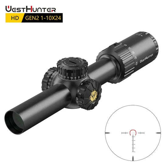 HD GEN2 1-10X24 IR Compact Scope LPVO Optical Sights R/G Illumination 1/4MOA Reticle Hunting Riflescope
