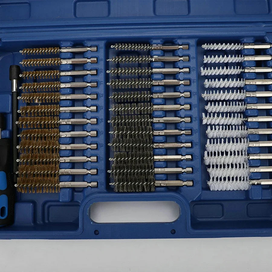 38PCS/Set Hexagon Handle Cleaning Tube Brush Aluminum Alloy Handle Steel Wire Brush Metal Tool Tube Brush Set
