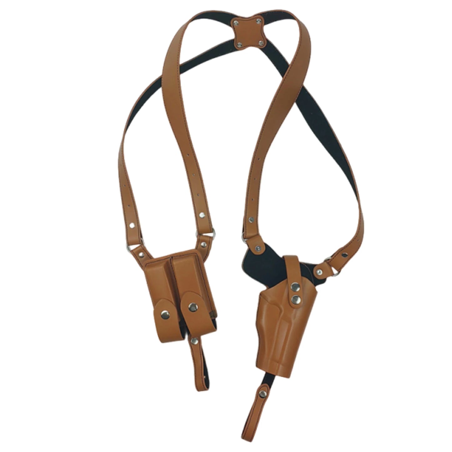 Leather General Vertical Gun Holster with Double Magazine Pouch Forearm Hidden Shoulder Holster Universal Fit for Most Pistols