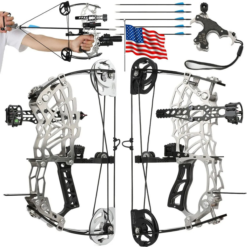 13 Inch Mini Short-Axis Compound Bow Kit 15-32lbs Adjustable Draw Weight Ambidextrous RH LH Design Complete Arrow Set with Laser Sight Lightweight Stainless Steel Limbs for Target Shooting and Small Game Hunting Archery Gear