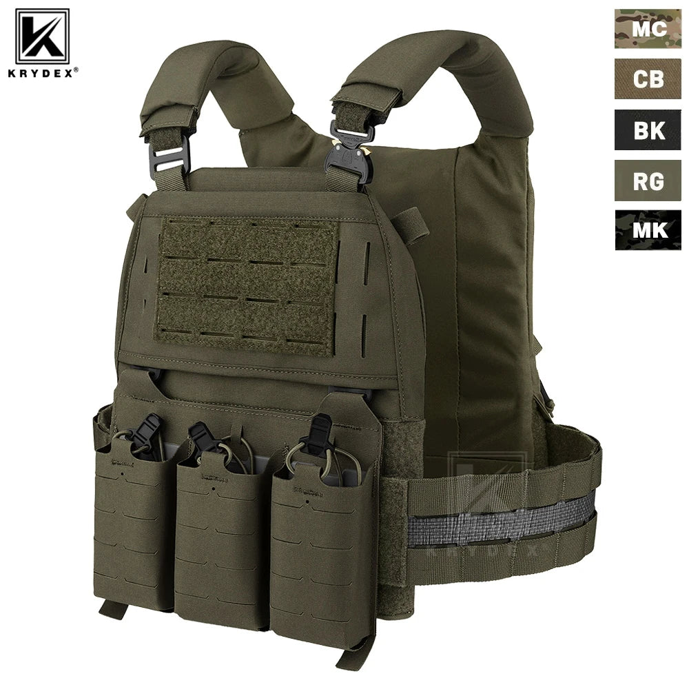 KRYDEX Tactical FCPC V5 Plate Carrier Vest Tegris Cummerbund 5.56 Triple Magazine Pouch Cobra Shoulder Buckle Airsoft Men Vest