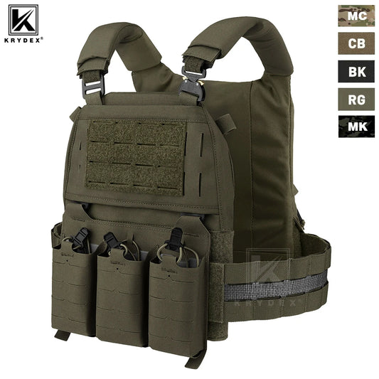 KRYDEX Tactical FCPC V5 Plate Carrier Vest Tegris Cummerbund 5.56 Triple Magazine Pouch Cobra Shoulder Buckle Airsoft Men Vest