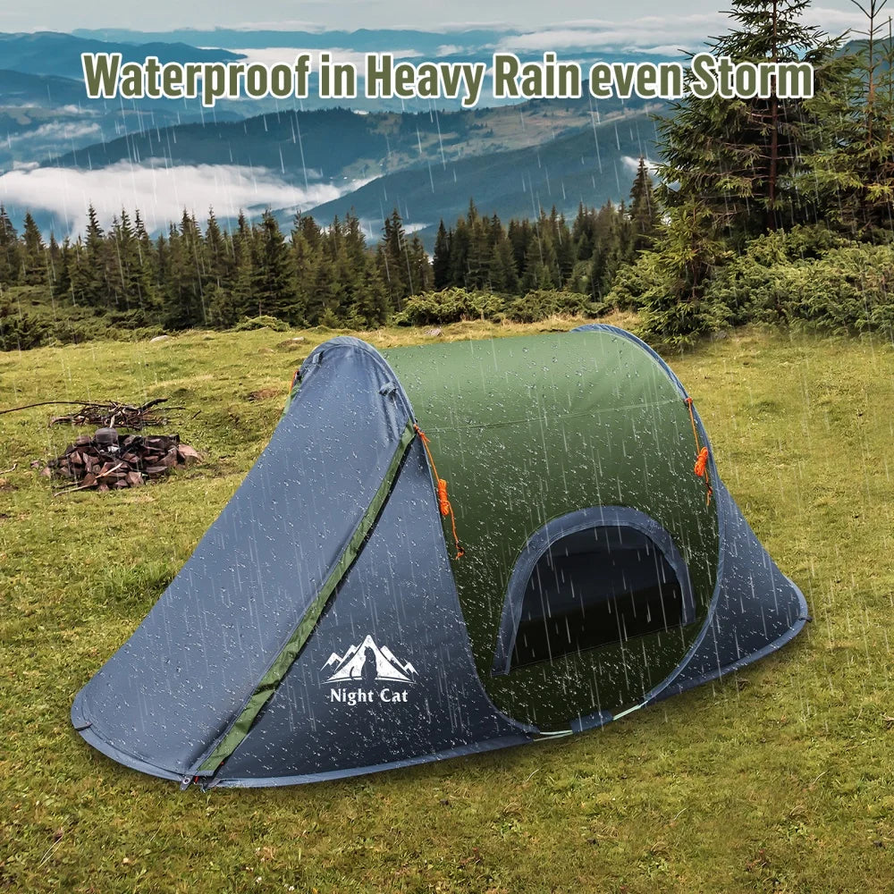 Night Cat Pop-up Camping Tent: 1 Person Tent Waterproof Instant Easy Setup Outdoor Tent For Camping Fishing Hiking Hunting