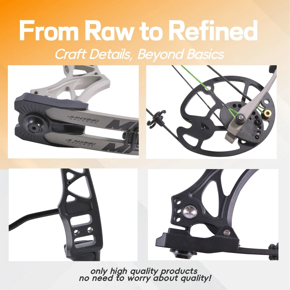 Adjustable Compound Bow 30-70lbs M129 320fps 80% Let-off Magnesium Alloy Riser for Adults Beginners Hunting Target Practice