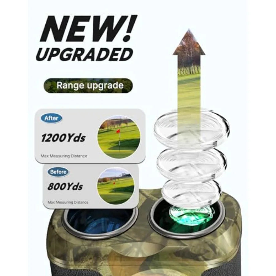 Hunting Rangefinder 800/1200 Yards Laser Range Finder with Bow Hunting Mode Angle Height Horizontal Distance Target Lock Vibrat