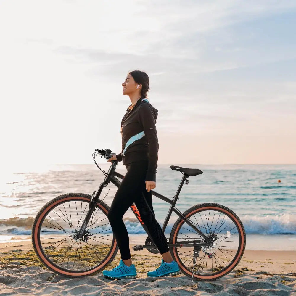 27.5 Inch Mountain Bike for Adults, Durable High Carbon Steel Frame, Front & Rear Disc Brakes, Stylish Brown Edge Tires, Wear-Resistant All Terrain Bicycle, Ideal for Urban Commuting & Outdoor Exploration