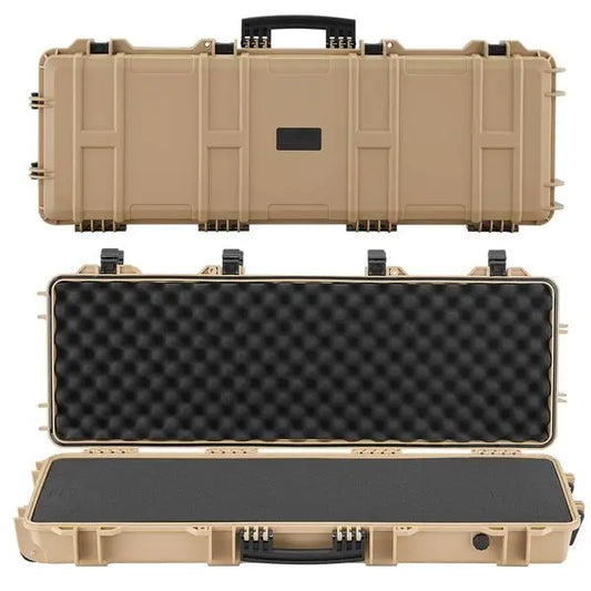 Lockable Rifle Case with Wheels, 40' Waterproof Gun Storage, Pre-cut Foams, Khaki