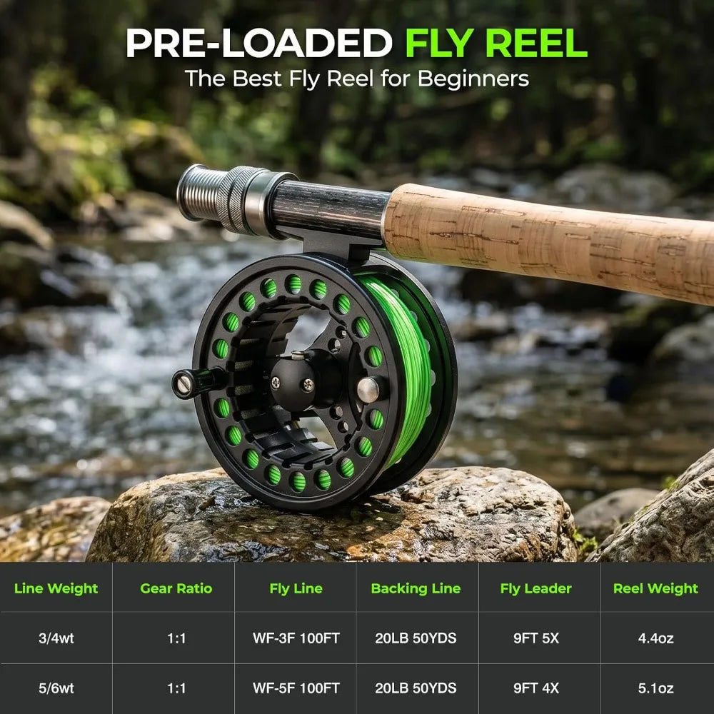 Complete Fly Fishing Rod & Reel Combo Kit – Ready-to-Fish Gear for Trout, Bass, Panfish