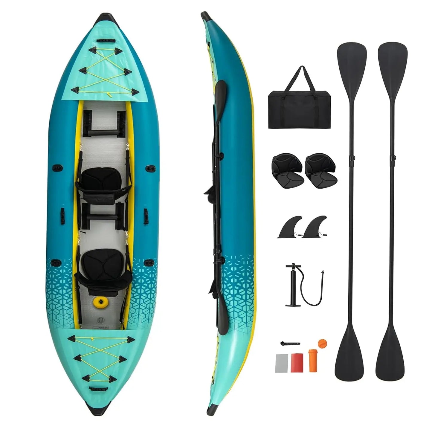 Inflatable Kayak, 2 Person Canoe with 507 lbs Capacity, Drop-Stitch Floor, All Accessories & Carry Bag, 12.5 ft Large, Custom