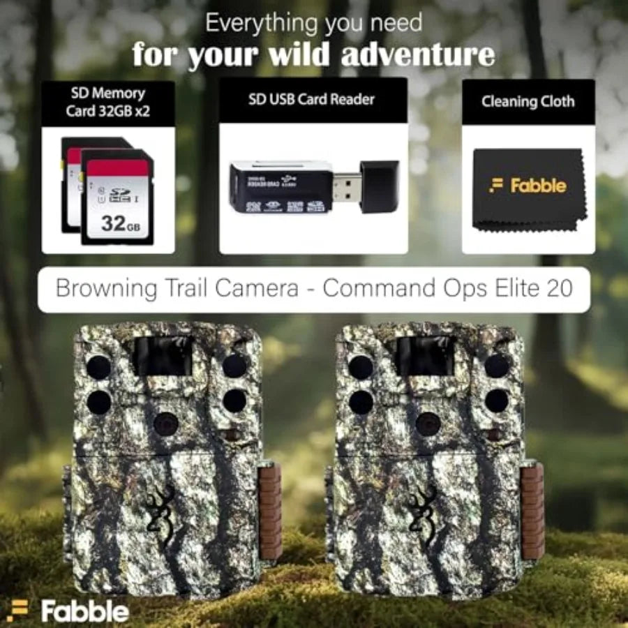 Wildlife scouting trail camera bundle for hunting, monitoring, security: weather-resistant housing, black finish, 20MP image qu