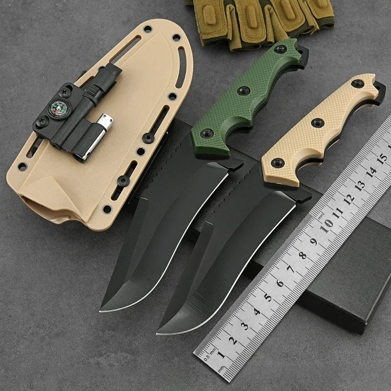Outdoor survival knife, portable knife with K-sheath, multi-functional in the wild, sharp and portable, integrated keel survival