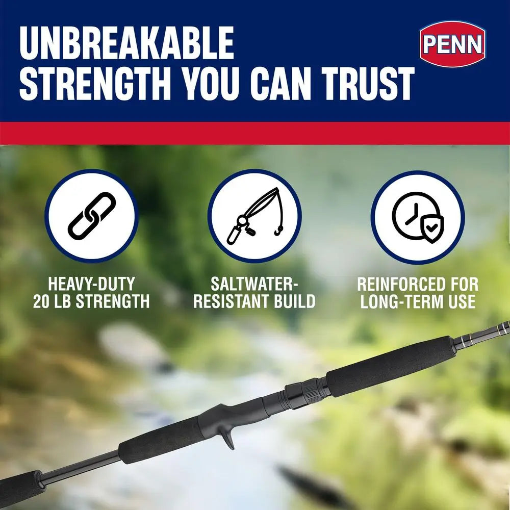 Carnage III Inshore Casting Fishing Rod, 7 Feet, Lightweight Aluminum with Reel Seat and Handles, Load Rating 12 to 20 Pounds,