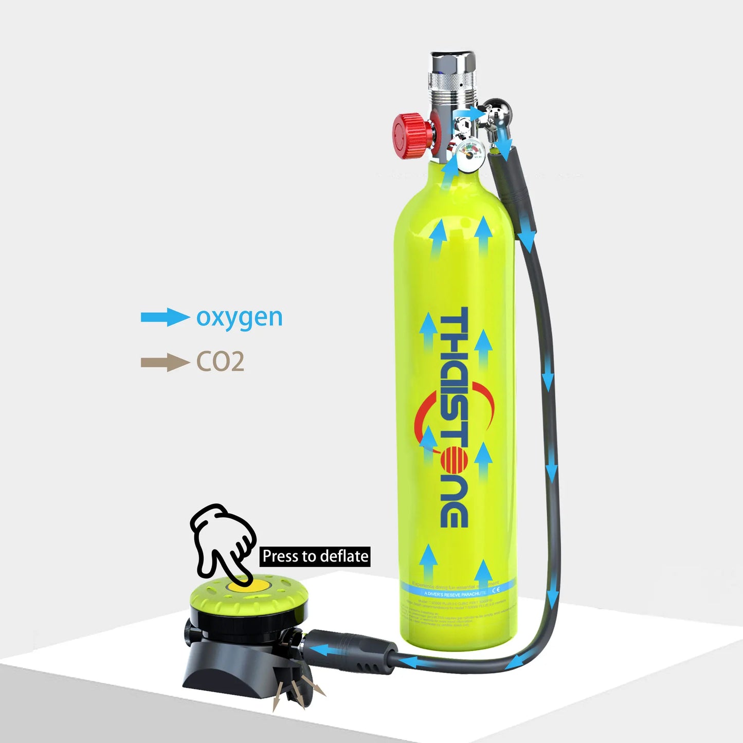 THAISTONE-1L Scuba Diving Tank Backup Air Cylinder Emergency Rescue Pony Bottle
