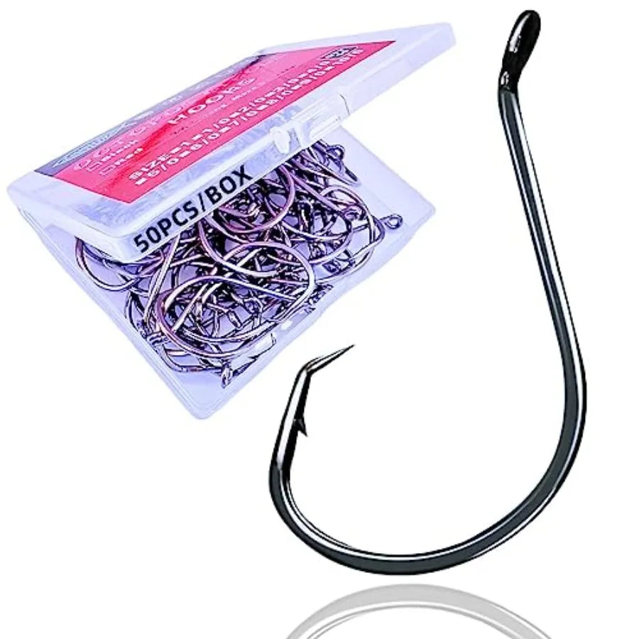 Circle Hooks for saltwater and freshwater fishing, stainless steel, silver, ultra-strong 2X design, octopus offset style, catfi