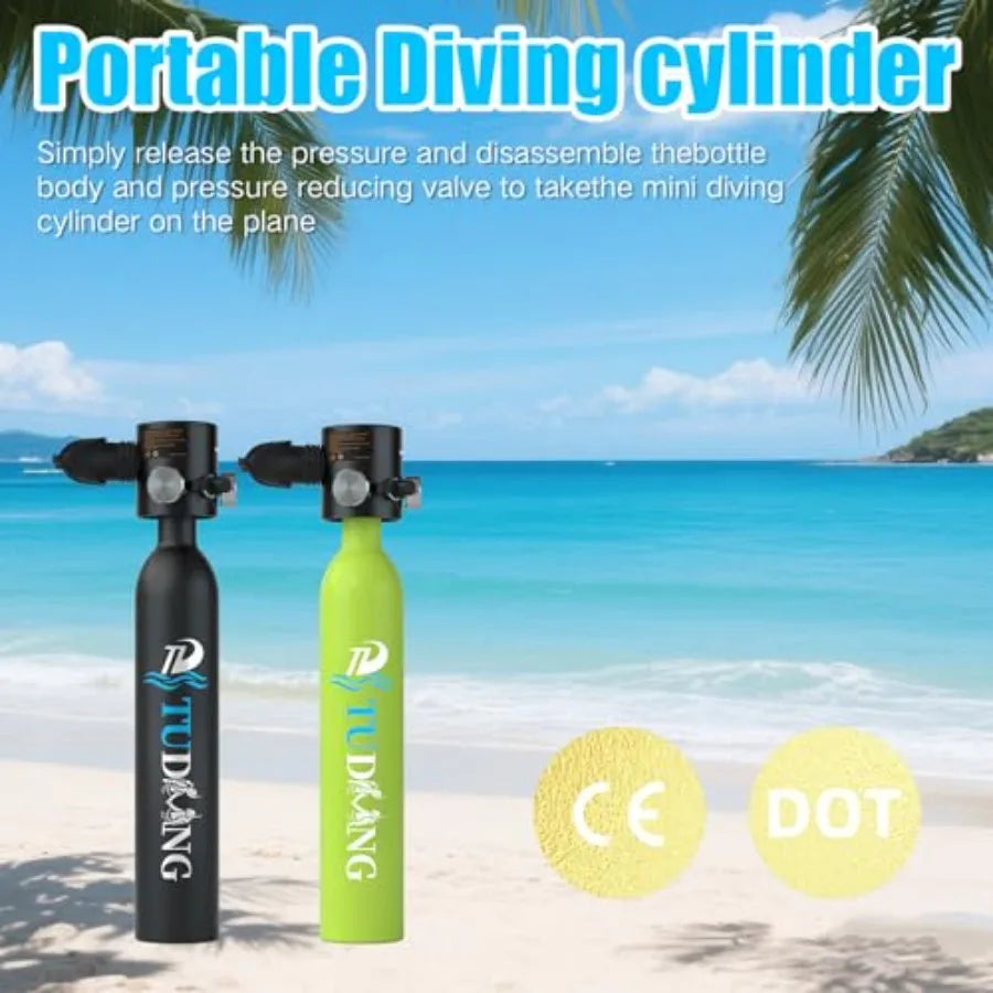 Mini Scuba Tank for underwater breathing training recyclable aluminum matte black portable 0.5L lung tank with diving mask and