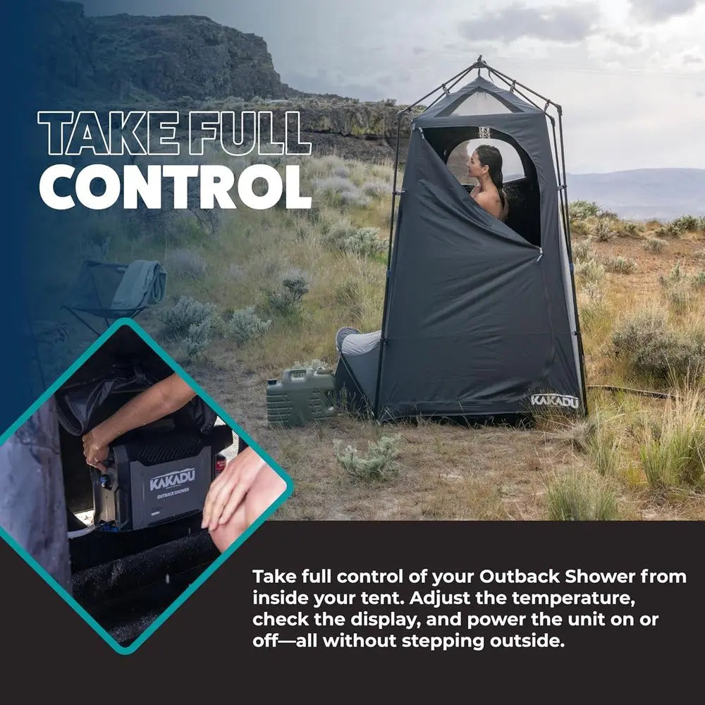 Portable Outdoor Shower Tent with Privacy, Camping Toilet, Changing Room, LED Light, Carry Bag, Towel Rod
