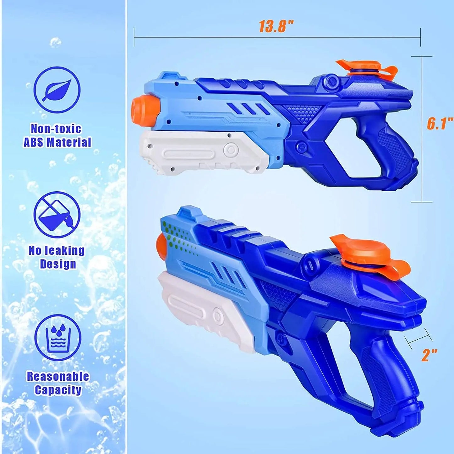 3 Pack 600cc Water Guns for Kids and Adults - Long Range Super Soaker Pool Beach Outdoor Toy