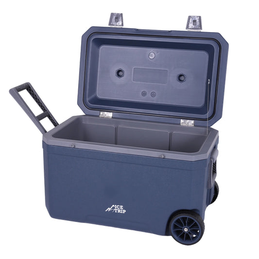 70L Portable Car Wheel Insulator Plastic Cooler Box 30 Percent Lighter Than Rotomolded Ice Chest Box with Handle for BBQ Camping