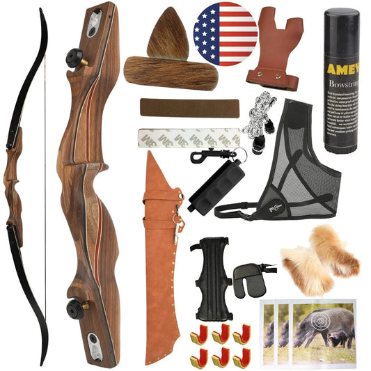 Recurve Split Bow Set 60 Inch ILF Takedown 50/60lbs Right Hand Detachable Wood Riser for Adults Archery Outdoor Hunting Shooting Target Practice Sports Accessories