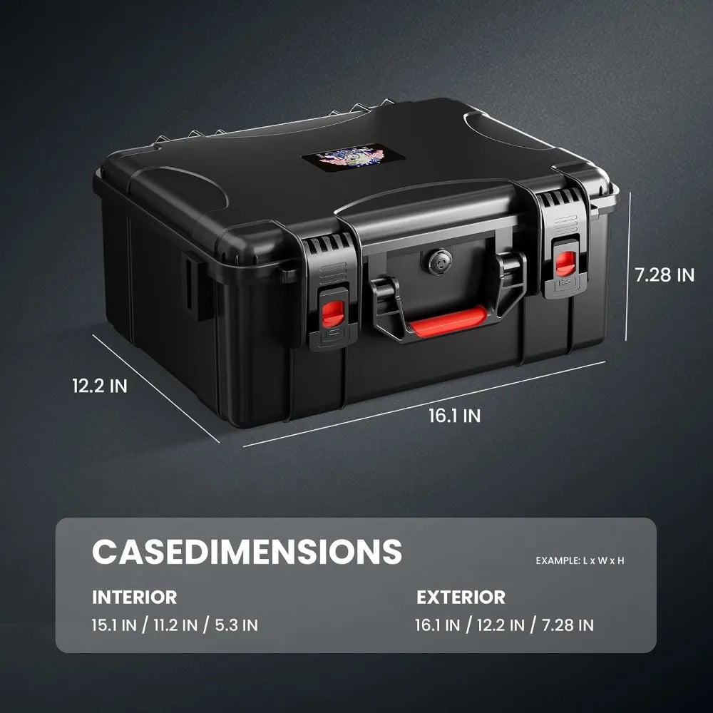 Heavy Duty 5 Pistol & 13 Magazine Case, Shockproof Waterproof Hard Gun Case for Air Travel, Pre-Cut Foam, Firearm Travel Case, Impact-Resistant Plastic