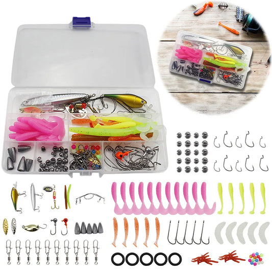 115pcs Fishing Lure Set Soft and Hard Bait Set Fishing Accessories Gifts for Men