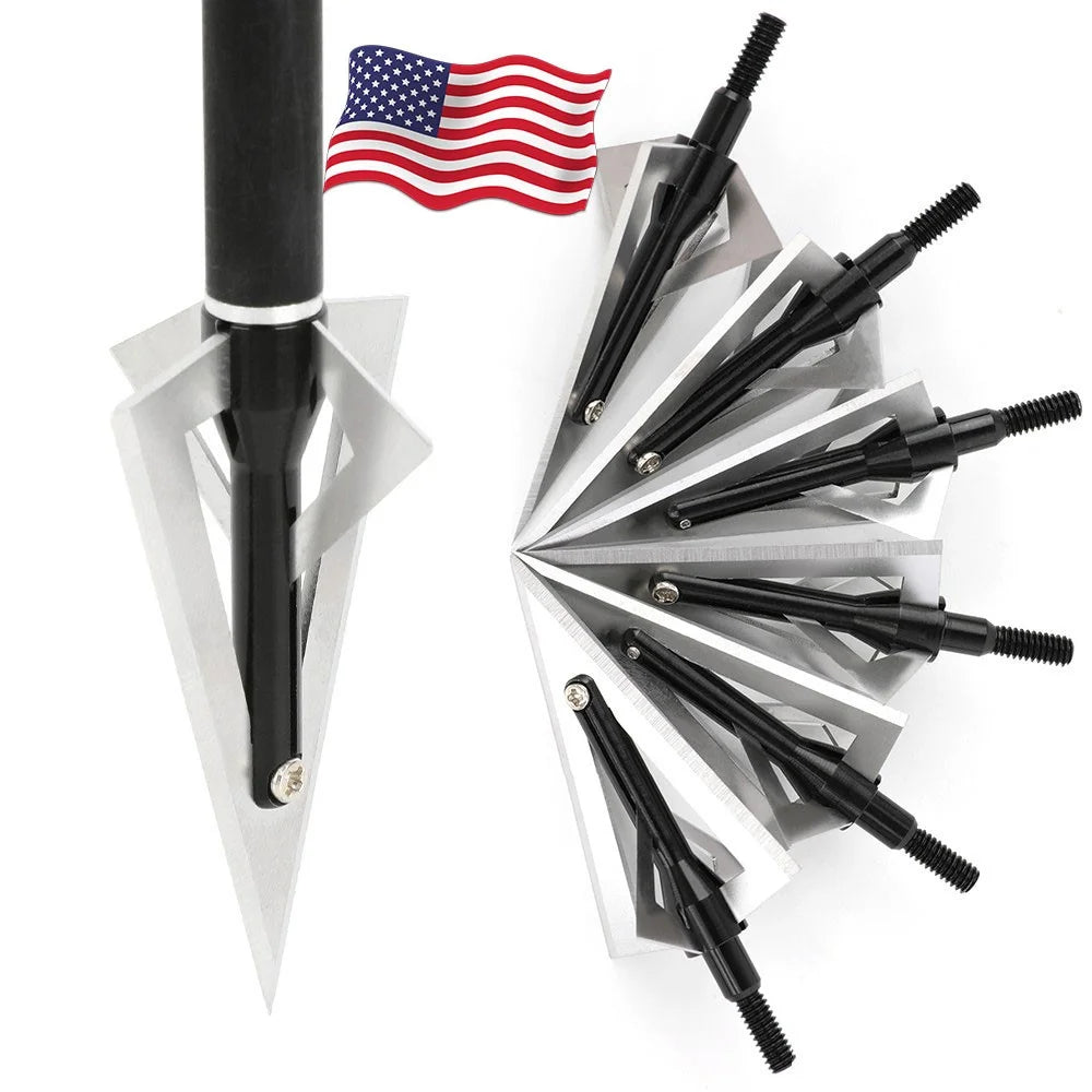 Hunting Arrow Tips 12pcs 120grain Screw-in Aluminum Steel Broadheads Durable Sharp Blade Points for DIY Arrow Shaft Compound Recurve Bow Shooting Target Practice Outdoor Archery Accessories