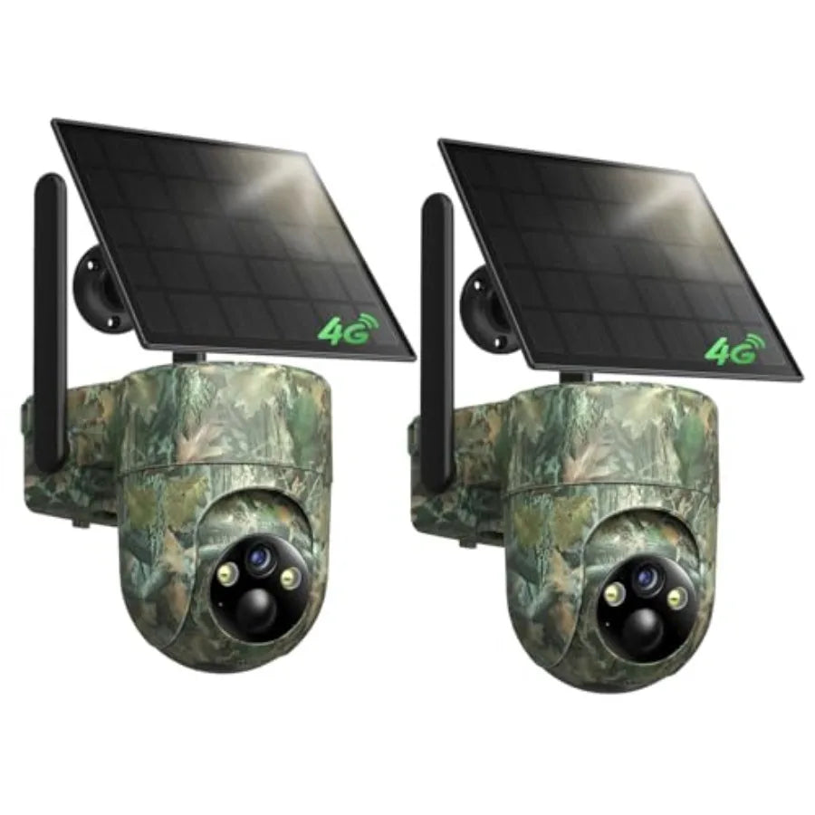 Wildlife monitoring cellular trail camera, solar powered, black, 2K night vision with 360 live feed and IP66 waterproof rating